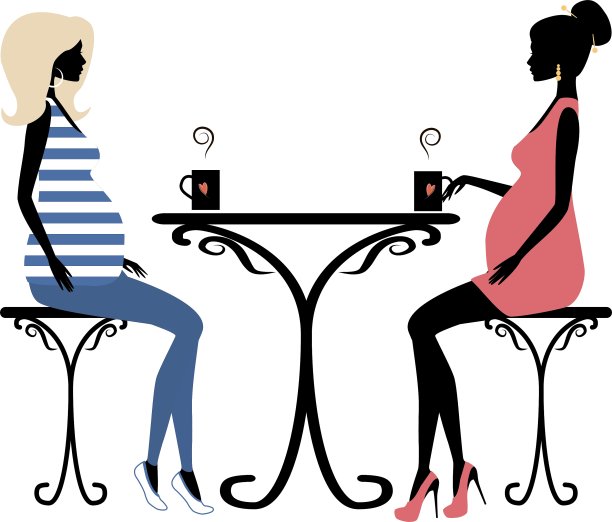 两个时尚孕妇的剪影图片下载