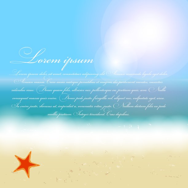 美丽的夏日背景与海滩、大海和阳光图片下载