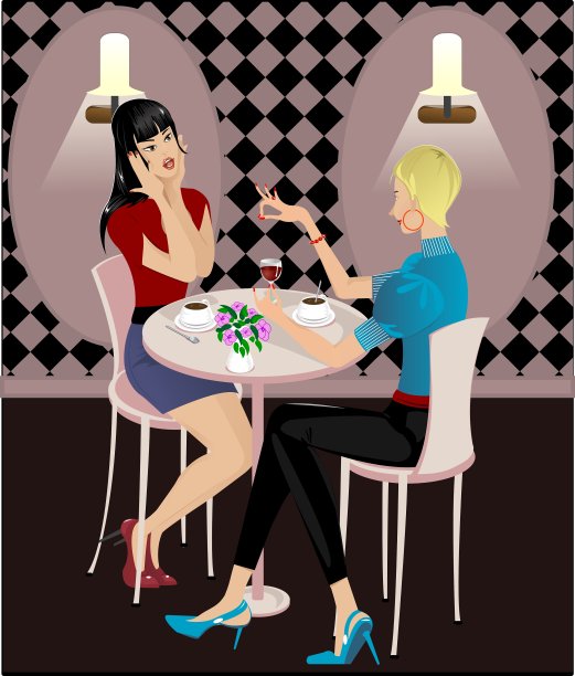 咖啡馆里的两个女孩版本2图片下载