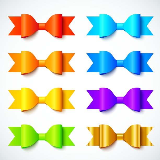 彩虹颜色鲜艳的纸蝴蝶结图片下载