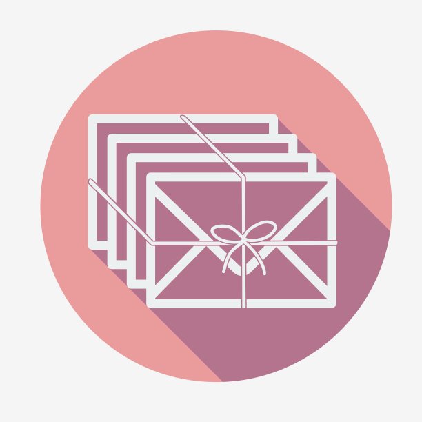 单一扁平邮件图标与长阴影图片下载