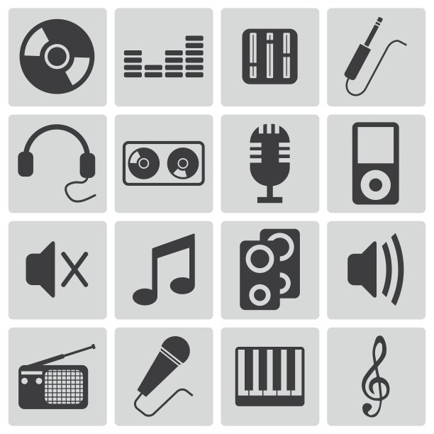 黑人音乐图标集图片下载