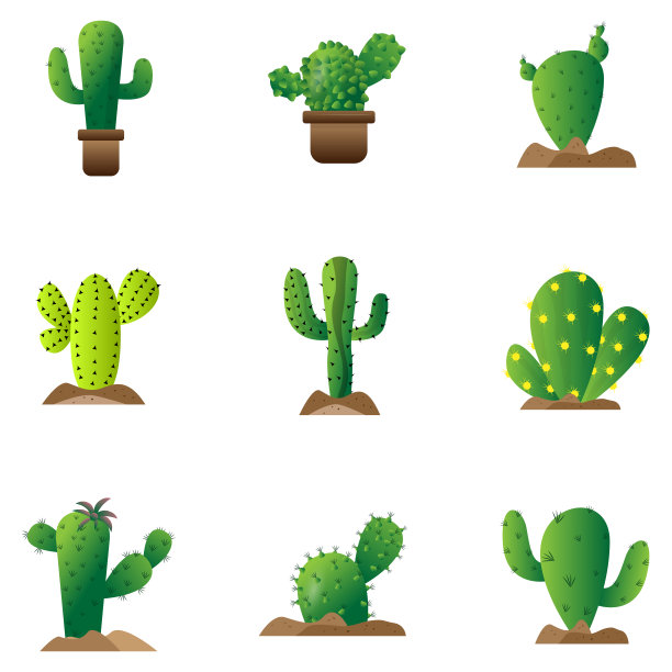 一组仙人掌图标图片下载