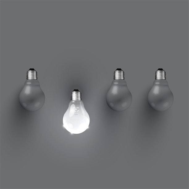 高详细的现实灯泡插图，矢量图片下载