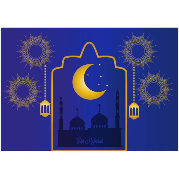 开斋节背景设计模板。Eid mubarack设计矢量插图。图片下载