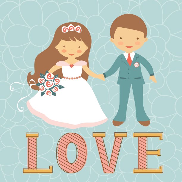 可爱的婚礼的夫妇图片下载