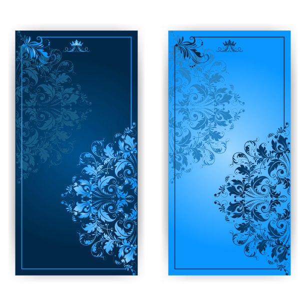 蓝色装饰的请帖图片下载