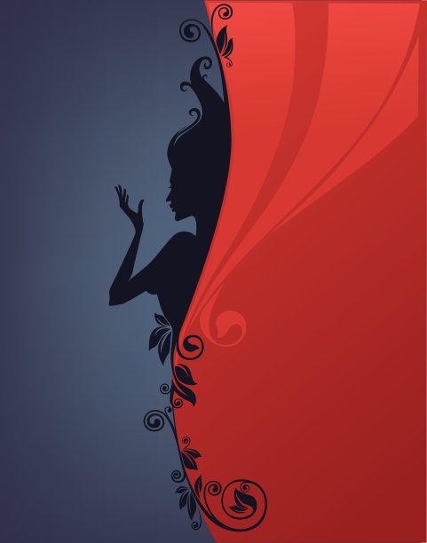 背景与花女孩剪影图片下载