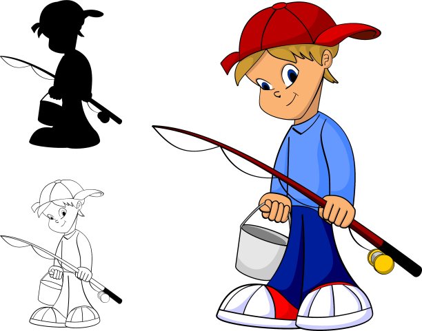 孩子钓鱼图片下载