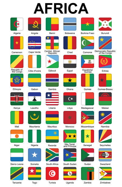 纽扣上印着非洲国家的国旗图片下载