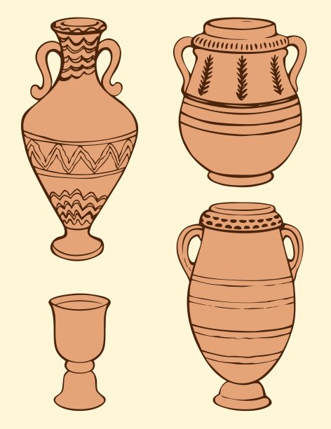 带有几何装饰的古代花瓶图片下载