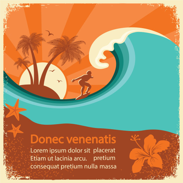 冲浪者和海浪老海报图片下载