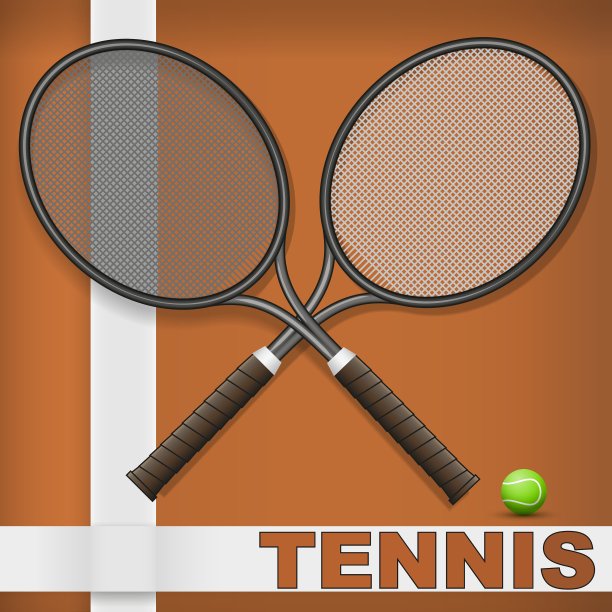 红土球场和球拍图片下载