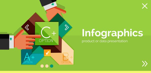 信息图表平面设计旗帜与手图片下载