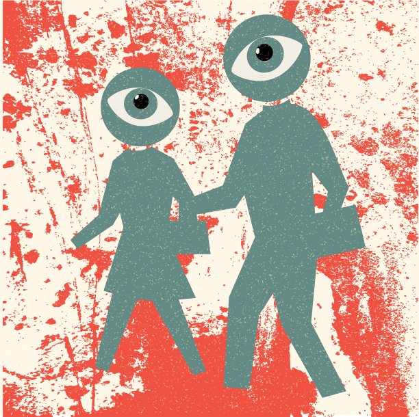 行人交通复古海报图片下载