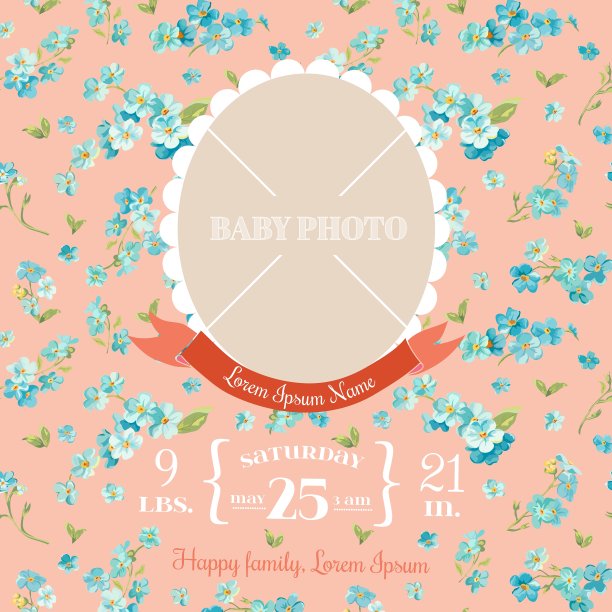 婴儿出生卡-相框图片下载