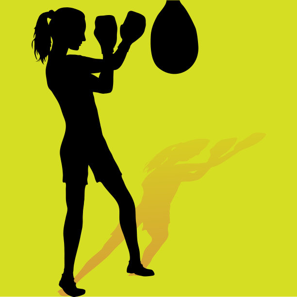 女孩拳击手轮廓图片下载