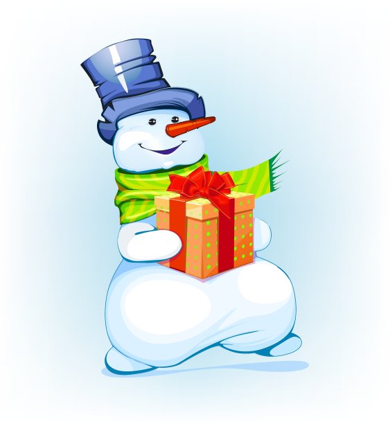 雪人拿着礼物图片下载