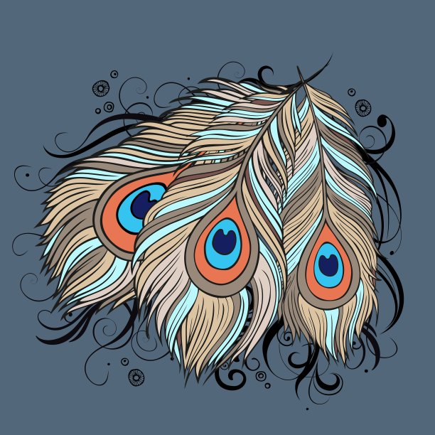 复古民族孔雀羽毛图片下载