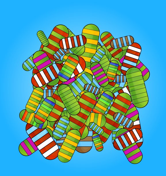 玻璃色的医疗药丸维他命套装图片下载