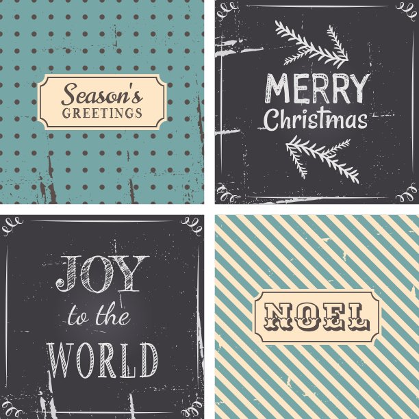 复古风格圣诞贺卡收藏图片下载