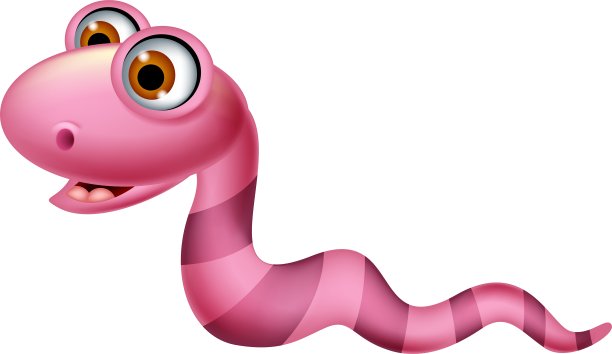 可爱的红色蠕虫卡通图片下载