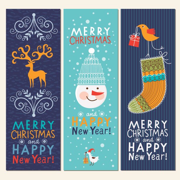 一套圣诞节和新年横幅图片下载