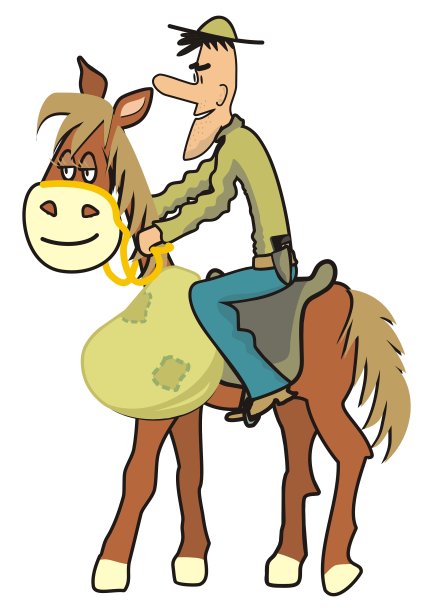 牛仔与马，微笑矢量插图图片下载