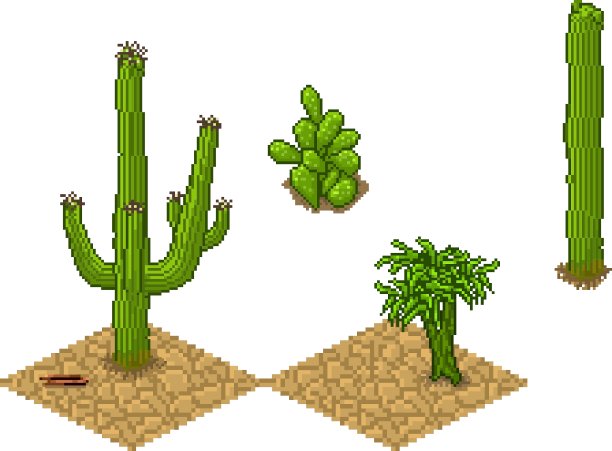 像素艺术仙人掌花砖和植物游戏图片下载