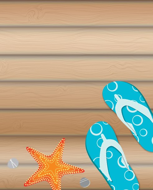 凉鞋和海星夏季背景图片下载
