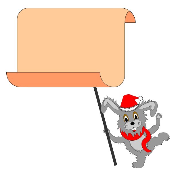 一只带着一张大空白纸的滑稽圣诞兔子图片下载