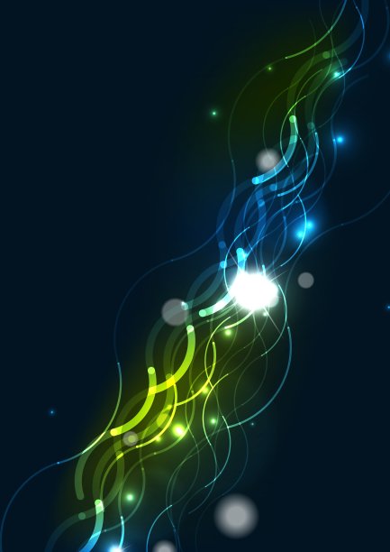 在黑暗空间中抽象的波色发光线图片下载