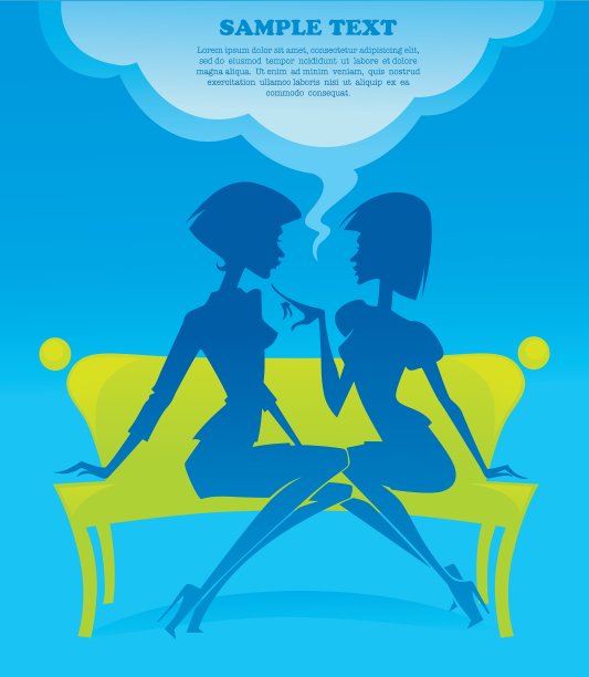 时尚聊天女孩剪影图片下载