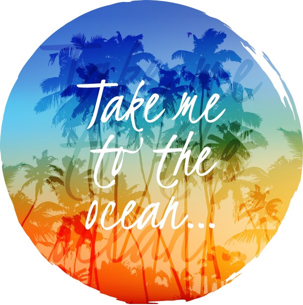 带我去亮棕榈圈的海洋标签图片下载