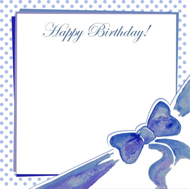 贺卡与一个蝴蝶结蓝色图片下载