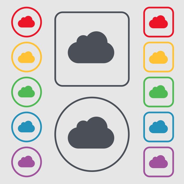 云图标标志符号符号上的圆形和方形图片下载