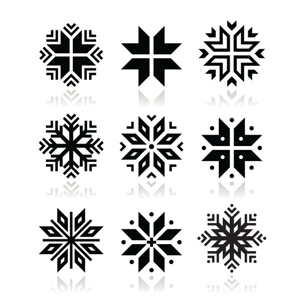 圣诞冬季雪花图标集图片下载