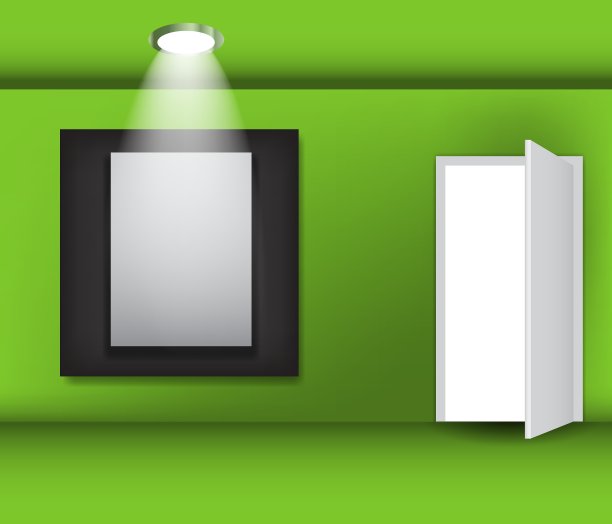 在画廊里打开白色的门和白色的边框上图片下载