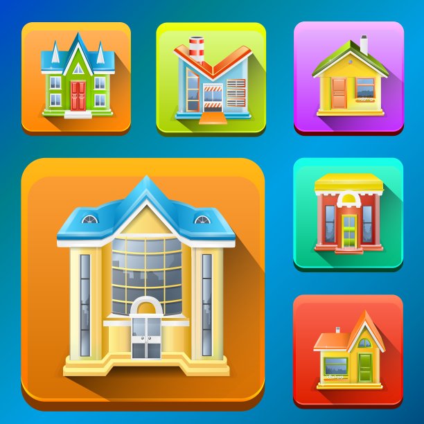 丰富多彩的建筑图标图片下载