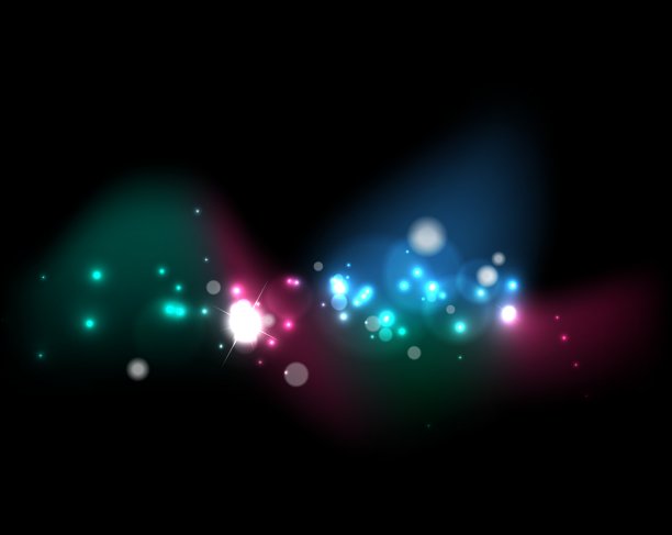 在黑暗的空间中发光的闪亮的气泡和星星图片下载