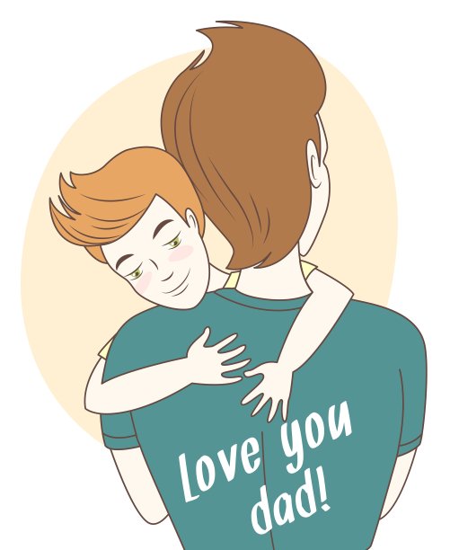 父子拥抱手画式问候图片下载