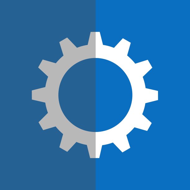 蓝色背景上的白色齿轮图片下载