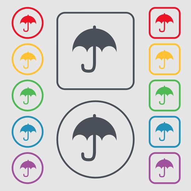 伞的图标符号符号符号上有圆形和方形图片下载