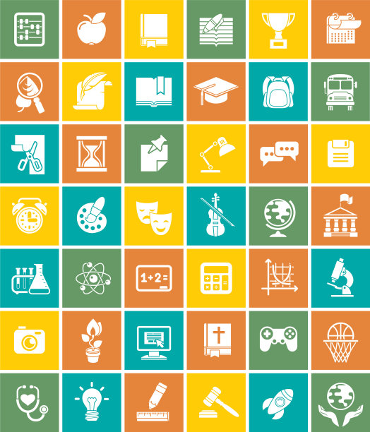 白色剪影广场学校标志图片下载