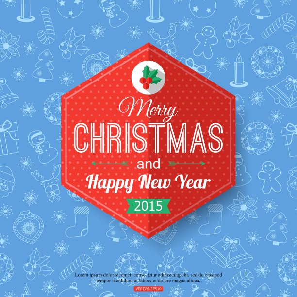 圣诞节印刷标签上的蓝色无缝图片下载