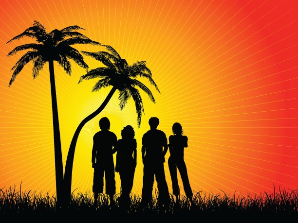 棕榈树下的朋友图片下载