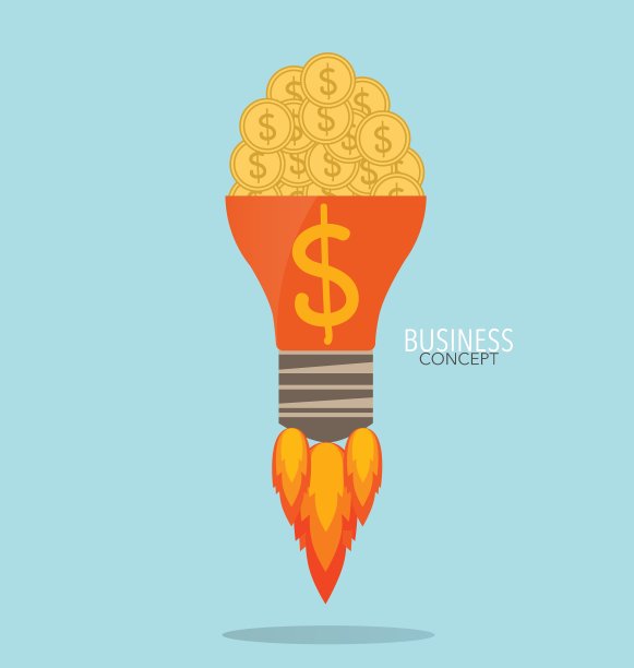 电灯泡上有钱币和钱币图片下载