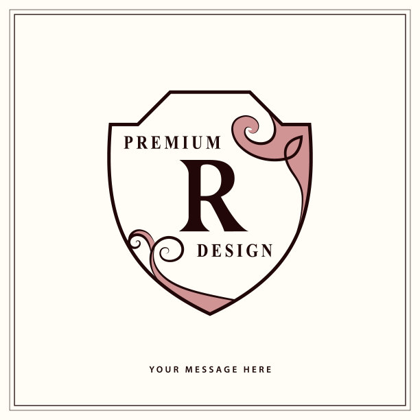 创造性的字母组合。模板与字母r时尚精致的徽章。优雅的标志。绘制元素为书籍设计，品牌名称，名片，餐厅，精品，酒店，邀请。矢量图图片下载