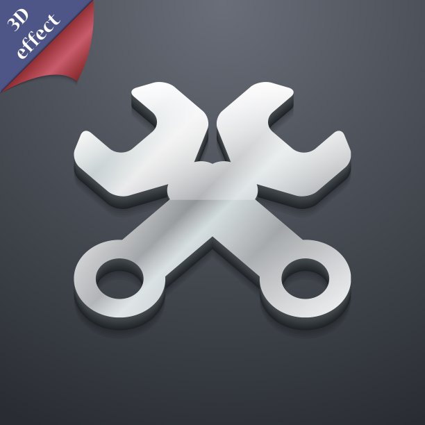 扳手键图标符号3D风格时尚现代图片下载