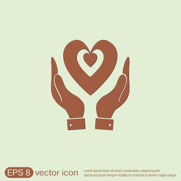 手握心形图标孤立符号图片下载